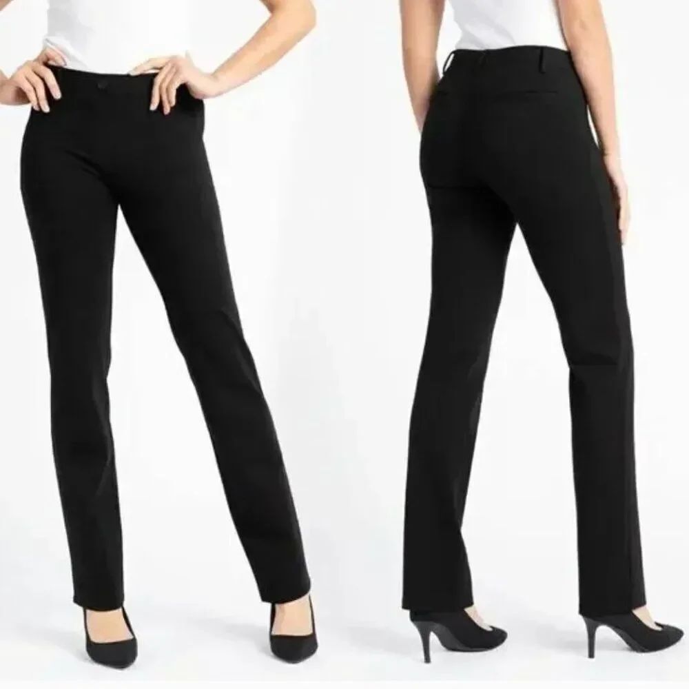 Betabrand Women's Classic Straight Leg Black Stretch Dress Pants Size Medium